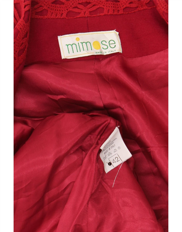 Vintage mujer chaqueta blazer de doble pecho IT 42 lana mediana burdeos
