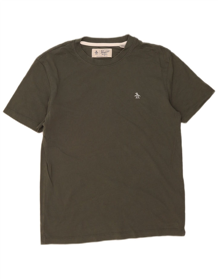 PENGUIN Mens T-Shirt Top Small Khaki Cotton