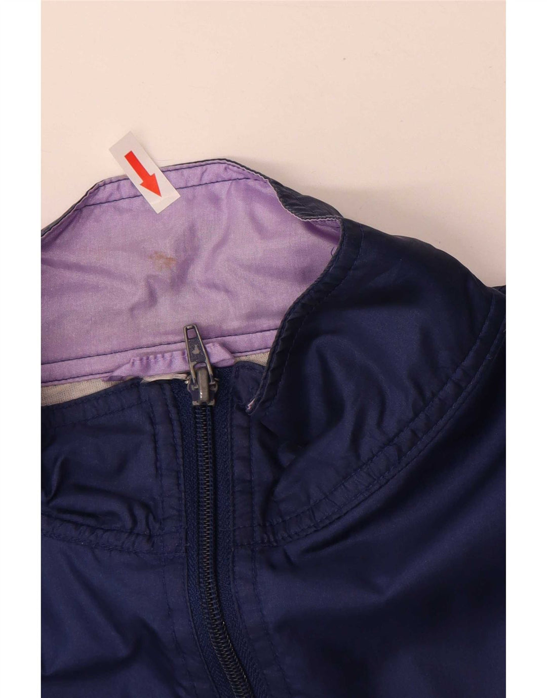 Vintage hombres chándal top chaqueta grande azul marino colorblock poliamida