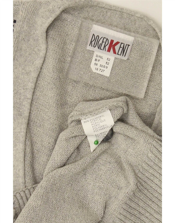 Roger Kent Suéter tipo cárdigan para hombre IT 52 Grande Gris Argyle/Diamante