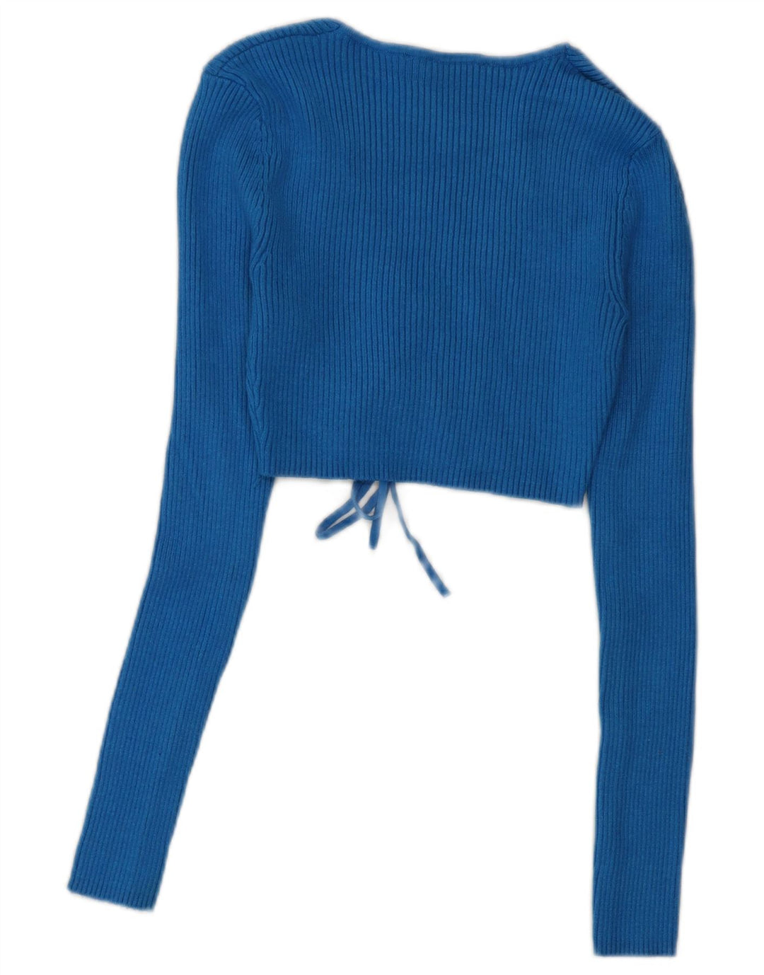 Zara Mujer Crop Top De Manga Larga UK 10 Small Viscosa Azul