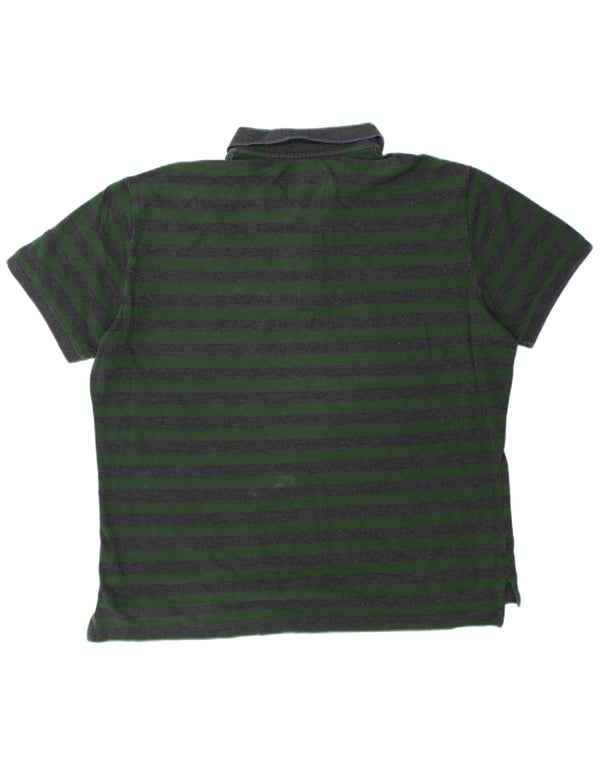 EDDIE BAUER Polo Hombre XL Algodón Rayas Verde