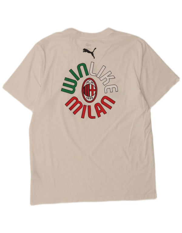 Puma Camiseta gráfica del AC Milan para hombre Top grande de algodón blanco