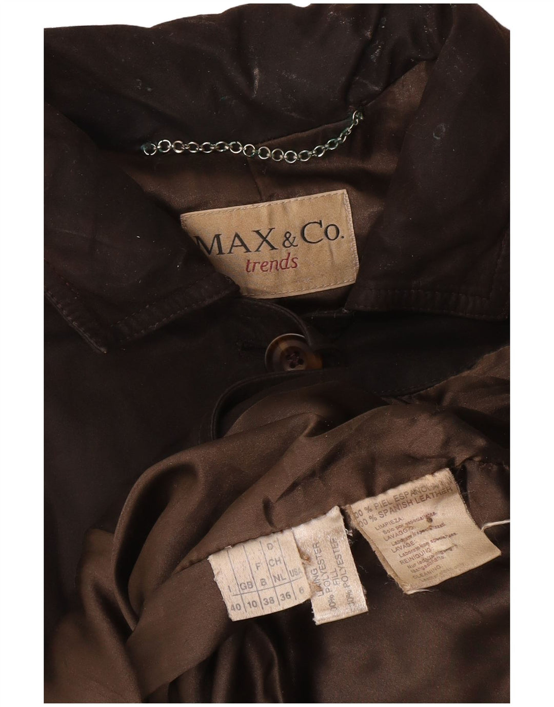 Max & Co. Chaqueta de ante extragrande para mujer UK 10 Small Brown Leather