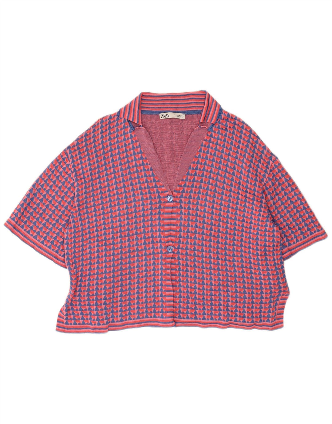 Zara Mujer Cárdigan De Manga Corta Suéter UK 44 Mediano Multicolor