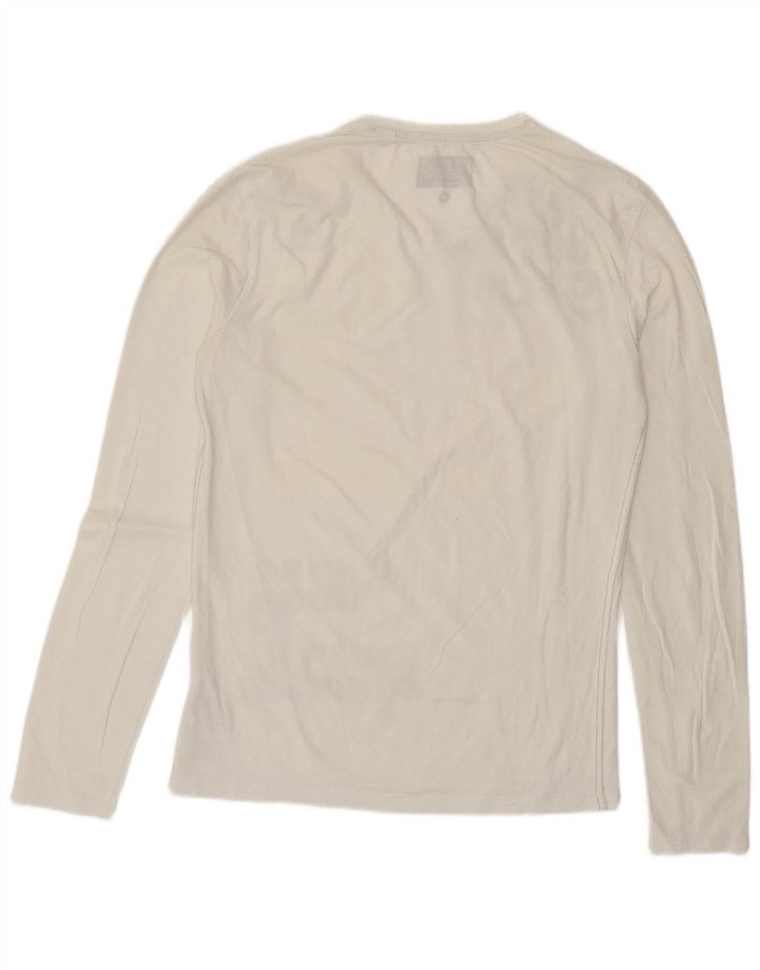 Guess Mens Extra Slim Graphic Top Manga larga Algodón blanco medio