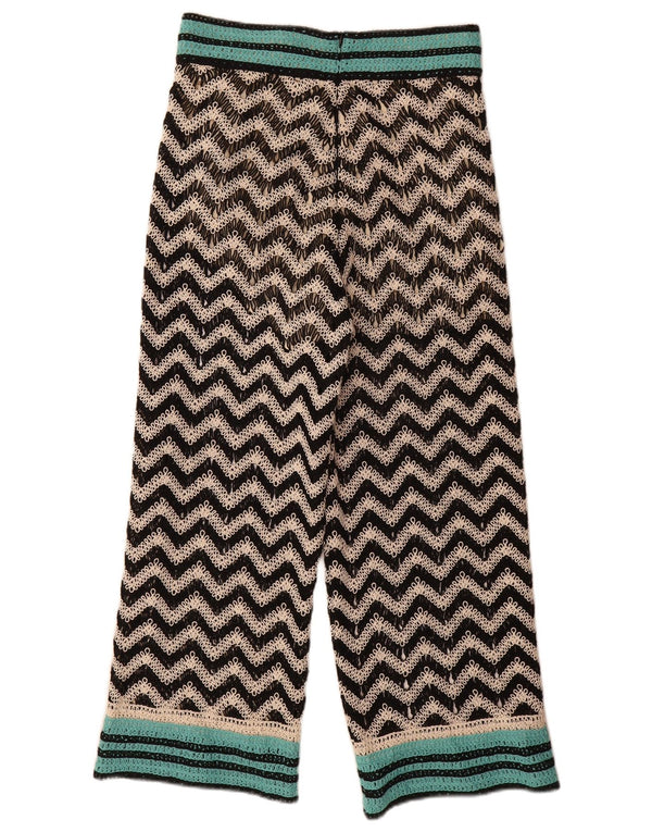 Zara Mujer Pantalones Casuales Rectos De Punto Medium W28 L26 Black Chevron