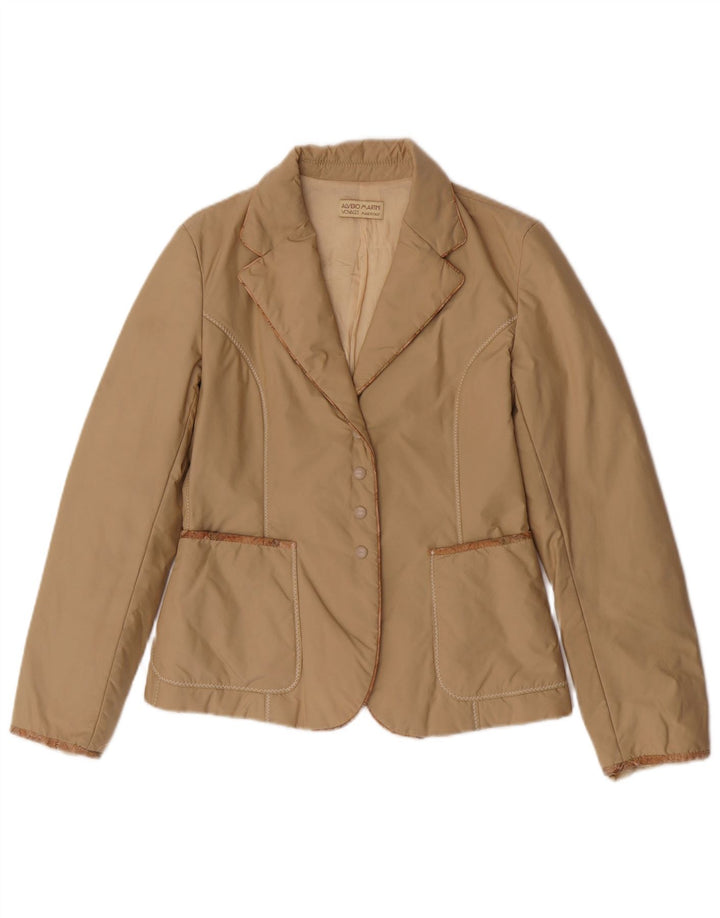 ALVIERO MARTINI Chaqueta tipo blazer Voyages de 4 botones para mujer IT 42 Beige medio