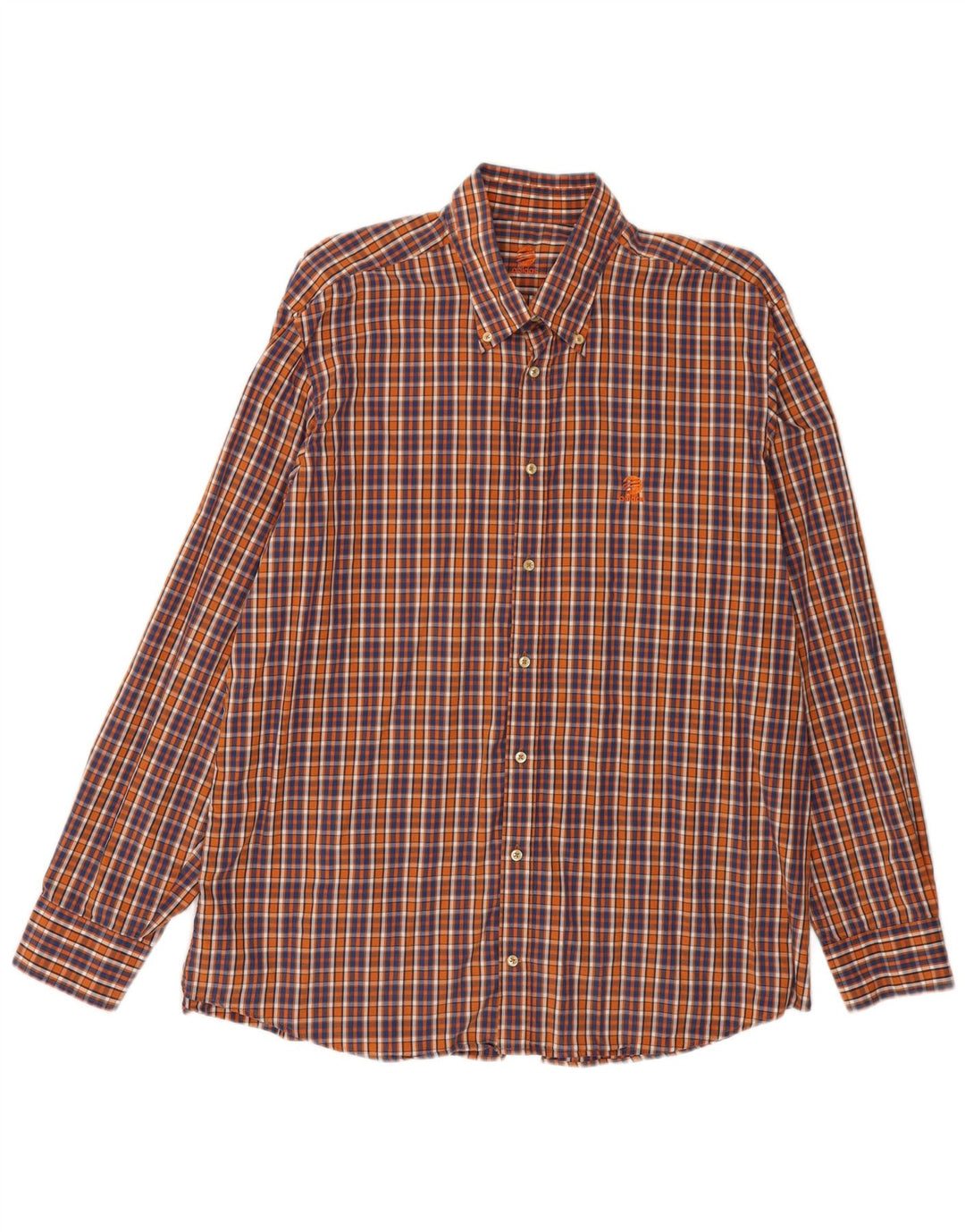 Adidas Camisa a cuadros para hombre Talla 44 Algodón a cuadros naranja grande