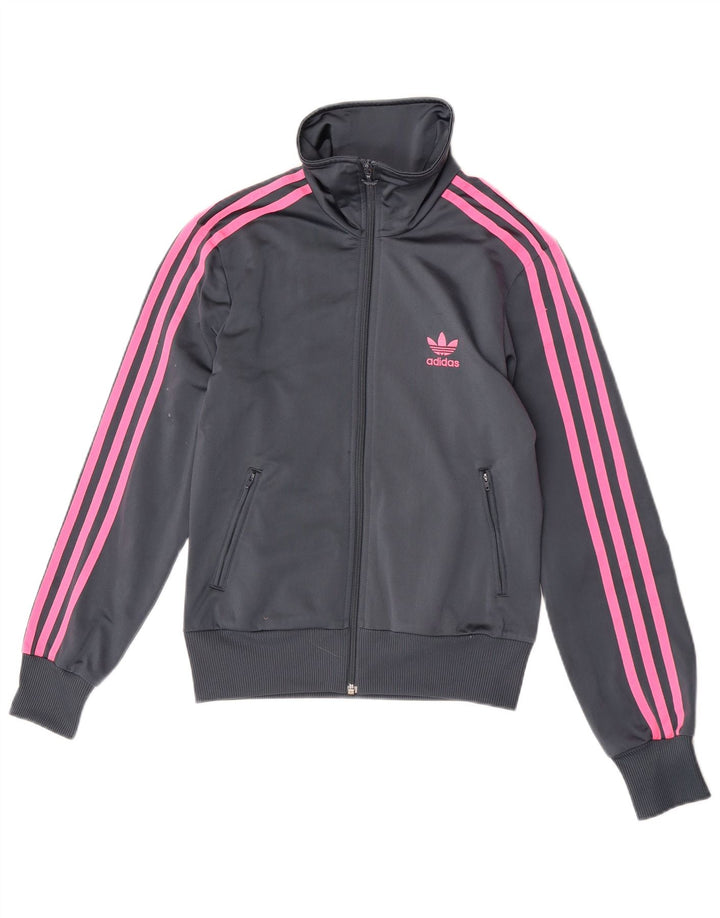 Adidas - Chaqueta de chándal para mujer, talla 38, poliéster gris pequeño