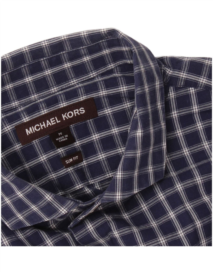 MICHAEL KORS Camisa ajustada para hombre Cuadros azul marino mediano