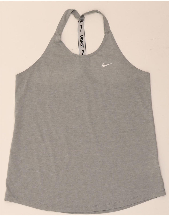 Nike Dri Fit Graphic Vest Top para mujer UK 14 Grande Gris Poliéster