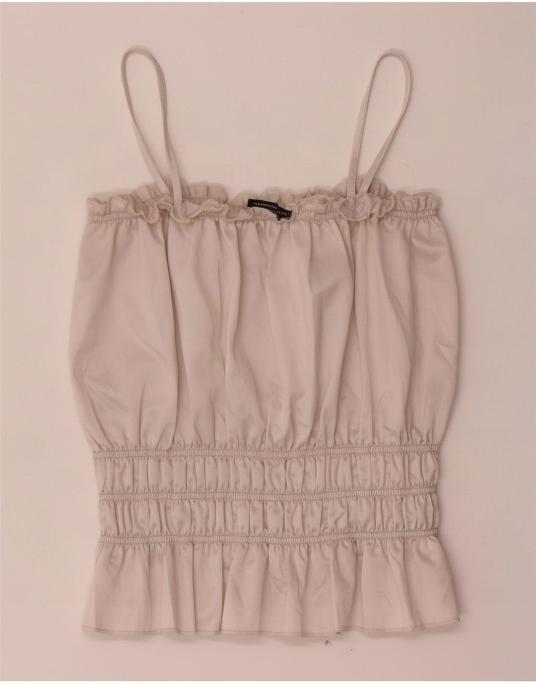 Zara Mujer Crop Cami Top UK 42 Medio Beige Poliéster