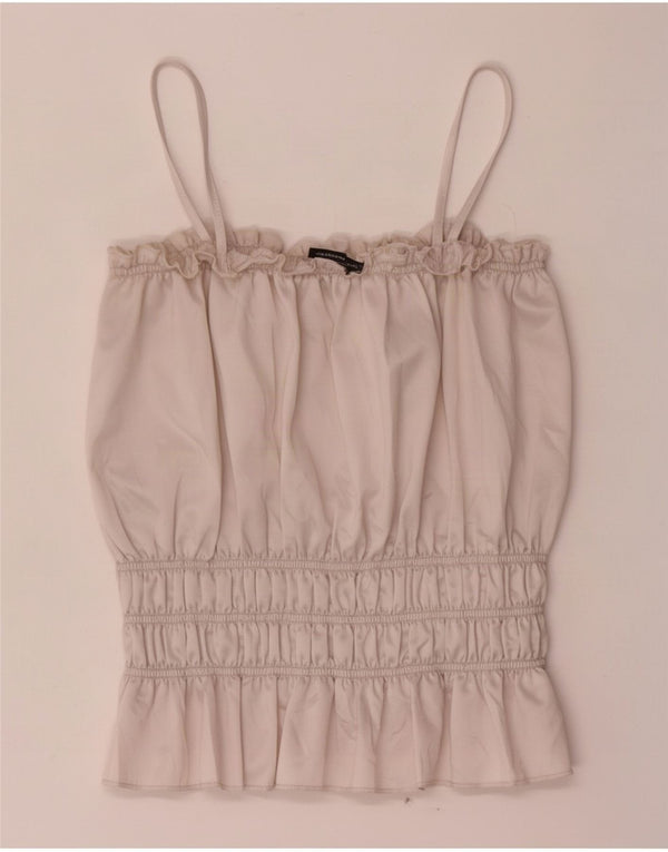 Zara Mujer Crop Cami Top UK 42 Medio Beige Poliéster