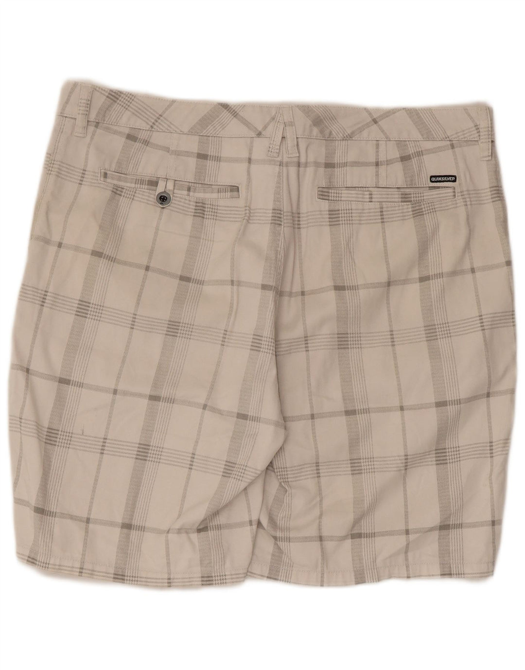 QUIKSILVER Pantalones cortos chinos para hombre W38 XL Algodón a cuadros blancos