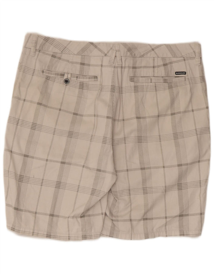 QUIKSILVER Pantalones cortos chinos para hombre W38 XL Algodón a cuadros blancos