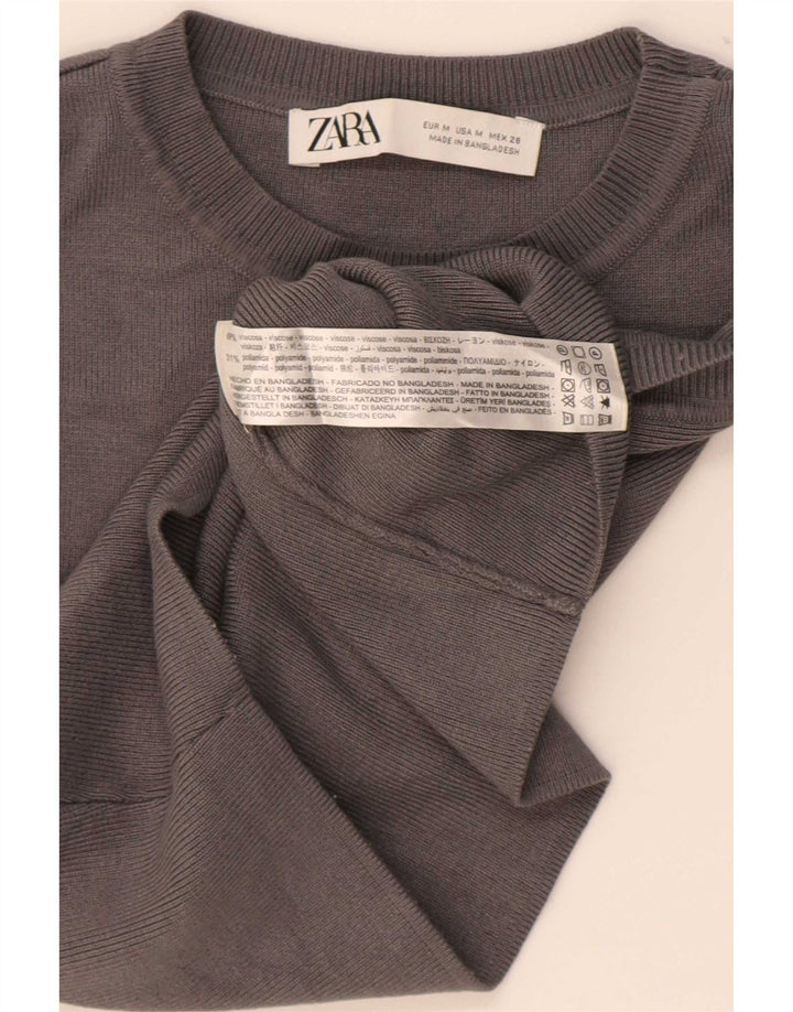 Zara Mujer Crop Vest Top UK 42 Viscosa Gris Medio
