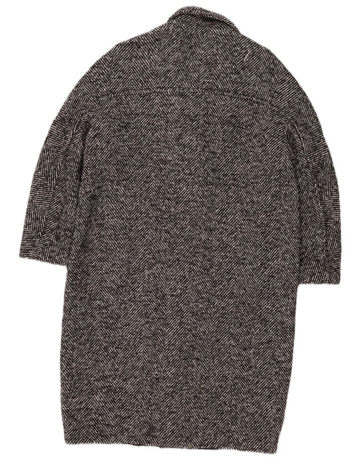 Zara Abrigo de manga 3/4 para mujer UK 44 Algodón en espiga negro mediano