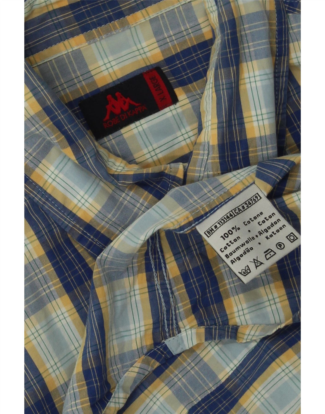 Camisa Kappa Hombre XL Azul Cuadros Algodón
