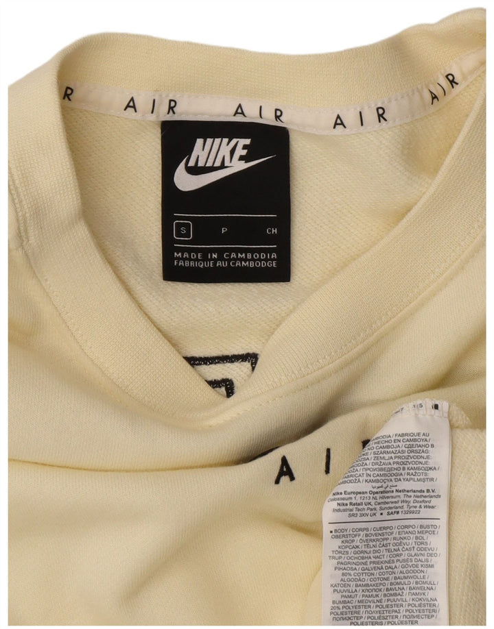 NIKE Mujer Crop Graphic Sudadera Jumper UK 10 Small Off White Cotton