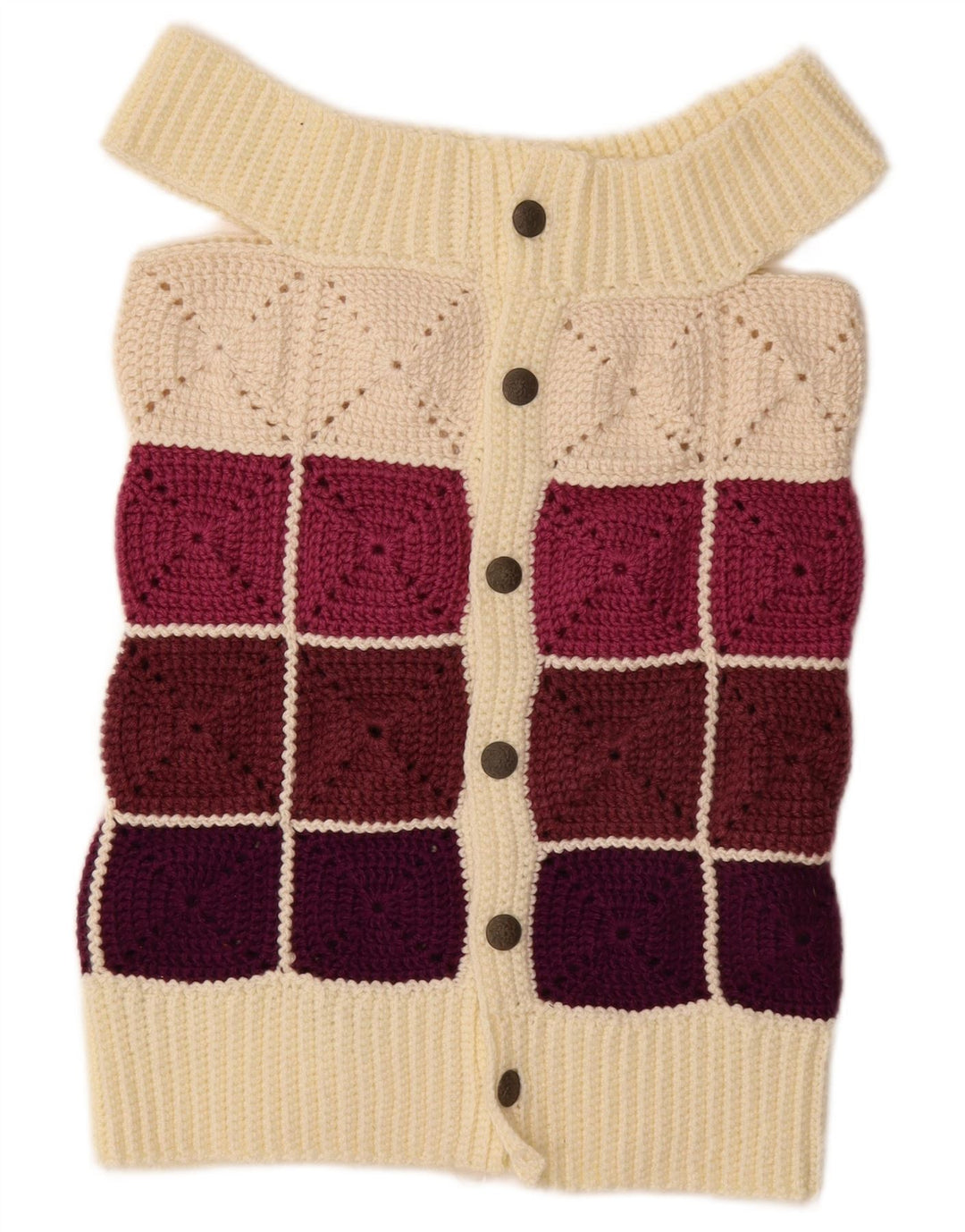 Vintage mujer Cardigan suéter Reino Unido 8 pequeño bloque de color multicolor