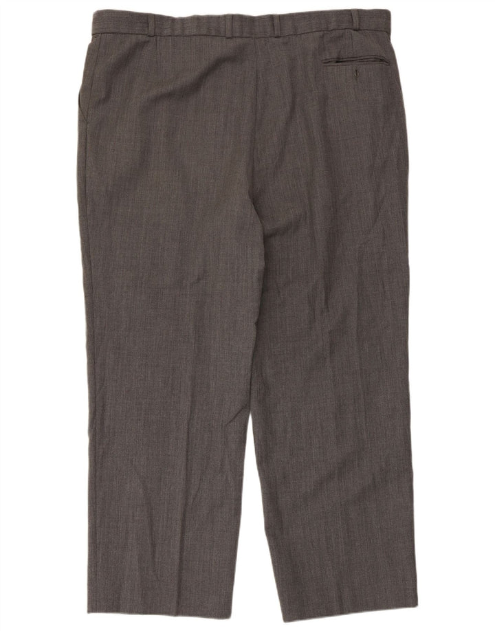 Marks & Spencer Pantalón de traje recto para hombre W42 L29 Poliéster a rayas grises