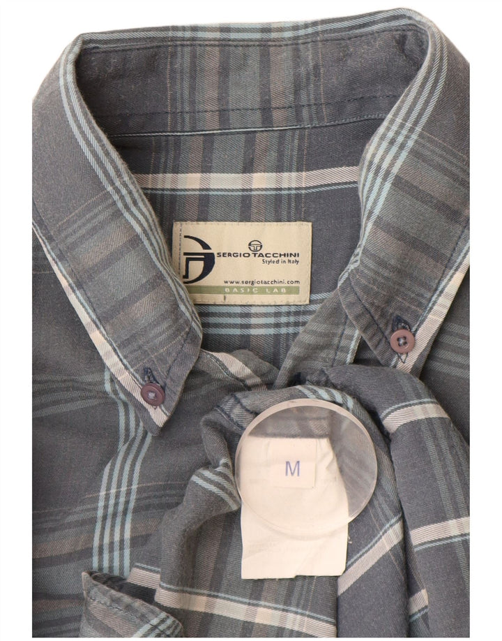 Sergio Tacchini Camisa De Cuadros Algodón Gris Medio Cuadros Hombre