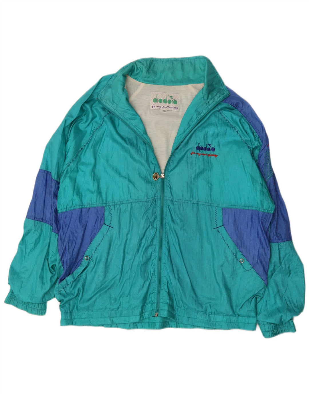 Diadora Hombre Chándal Top Jacket XL Turquesa Colorblock Poliamida