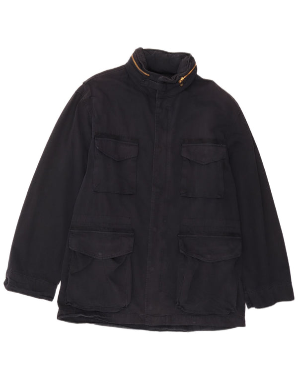 Carrera Chaqueta utilitaria con capucha para hombre UK 42 XL Algodón azul marino