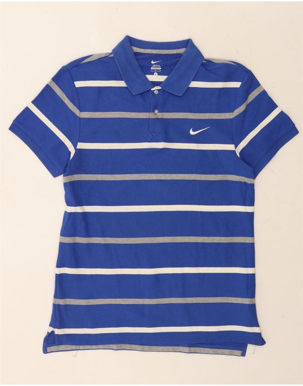 NIKE Polo para hombre de algodón a rayas azules grandes