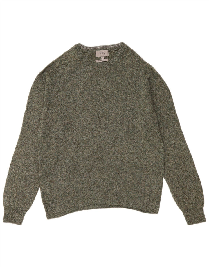 Marks & Spencer Jersey con cuello barco para hombre, jersey con moteado verde medio