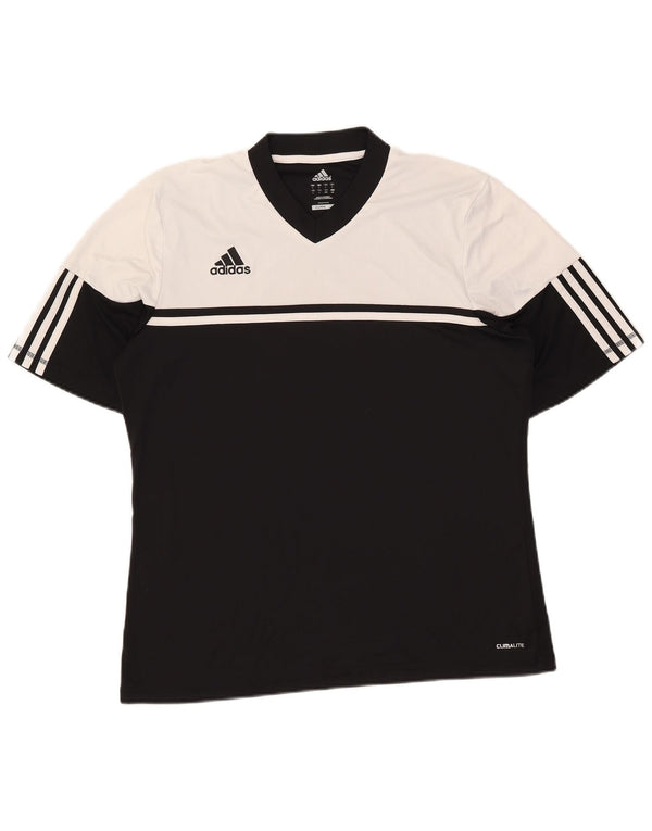 Adidas Hombre Climalite Camiseta Top Grande Negro Colorblock Poliéster