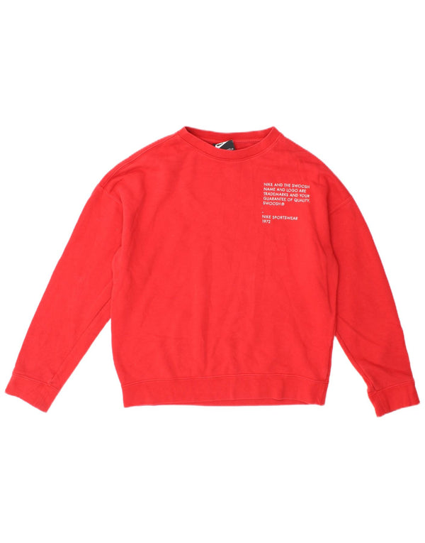 Nike Girls Swoosh Graphic Sweatshirt Jumper 12-13 Years Large Red