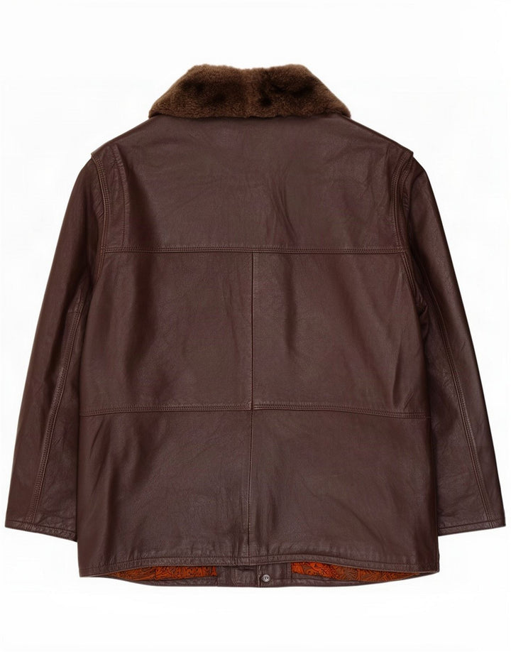 Chaqueta de cuero vintage para hombre ES 38 Marrón medio