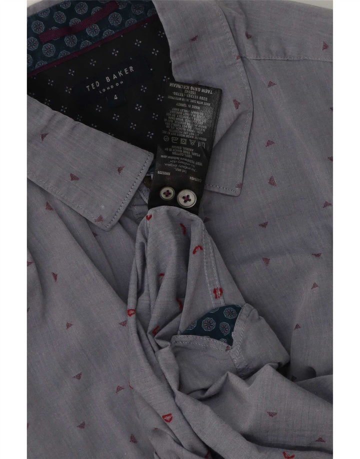 Ted Baker - Camisa con estampado abstracto para hombre, talla 4, algodón gris grande