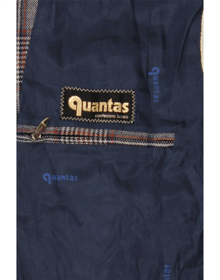 Quantas Chaqueta tipo blazer larga para mujer UK 40 Azul medio Pata de gallo