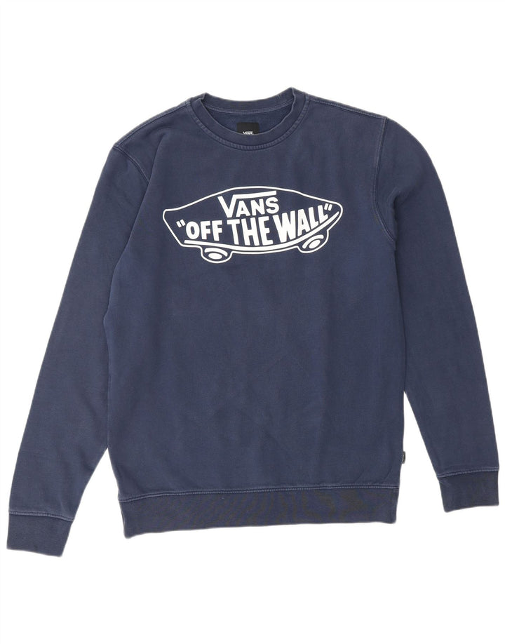 VANS Hombre Graphic Sudadera Jumper Small Azul Marino Algodón