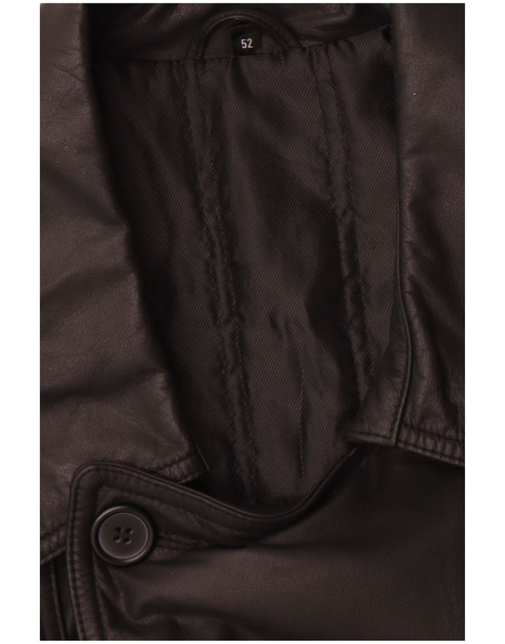 WESTBURY Gabardina de cuero para hombre IT 52 XL Cuero negro