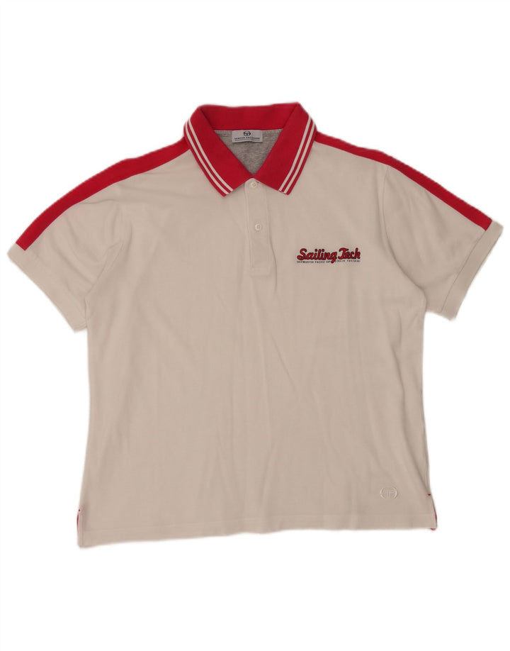 SERGIO TACCHINI Polo de hombre de algodón color block blanco grande