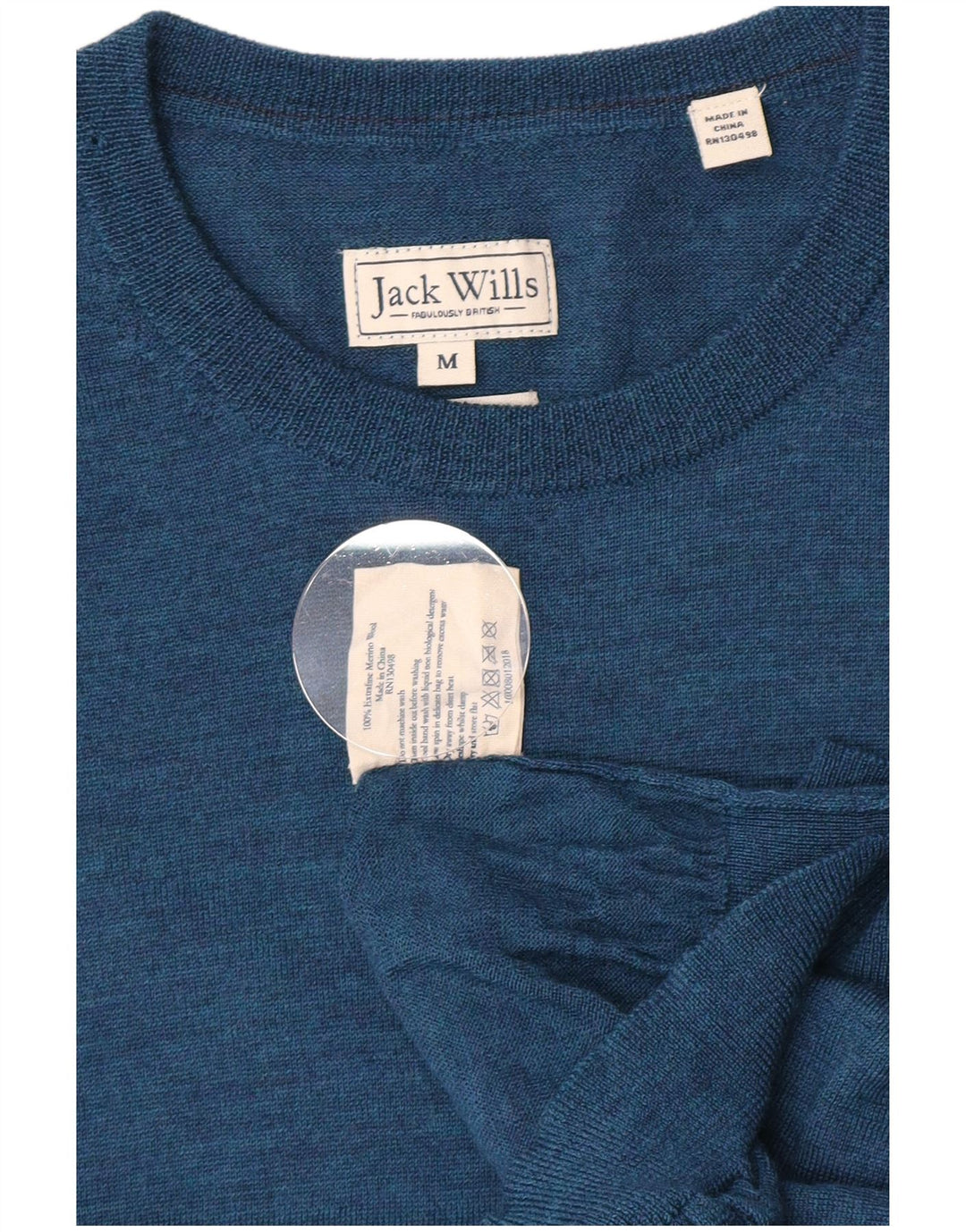 Jack Wills Jersey De Cuello Redondo Para Hombre De Lana Merino Azul Medio