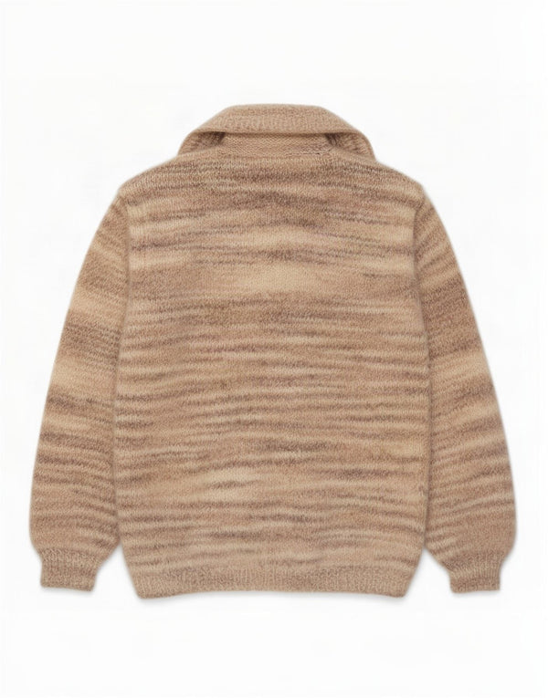 Vintage mujer Cardigan suéter Reino Unido 14 medio beige rayas