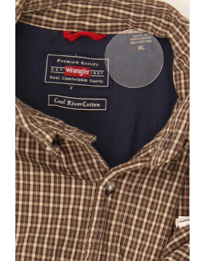 Camisa Wrangler Hombre XL Algodón Cuadros Marrón