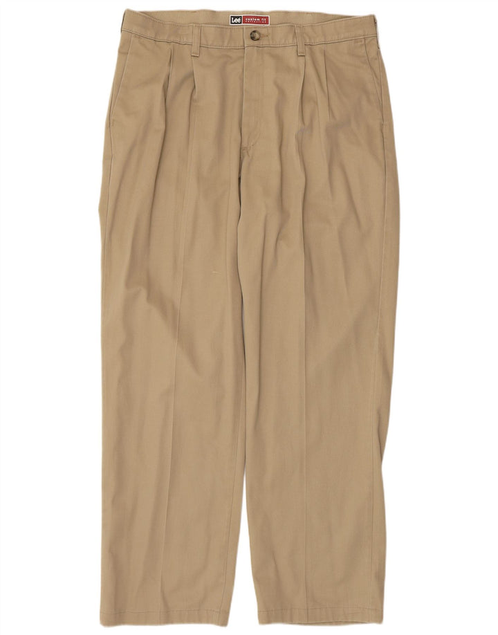 Pantalones chinos con pinzas y ajuste personalizado para hombre Lee W36 L32 Algodón beige