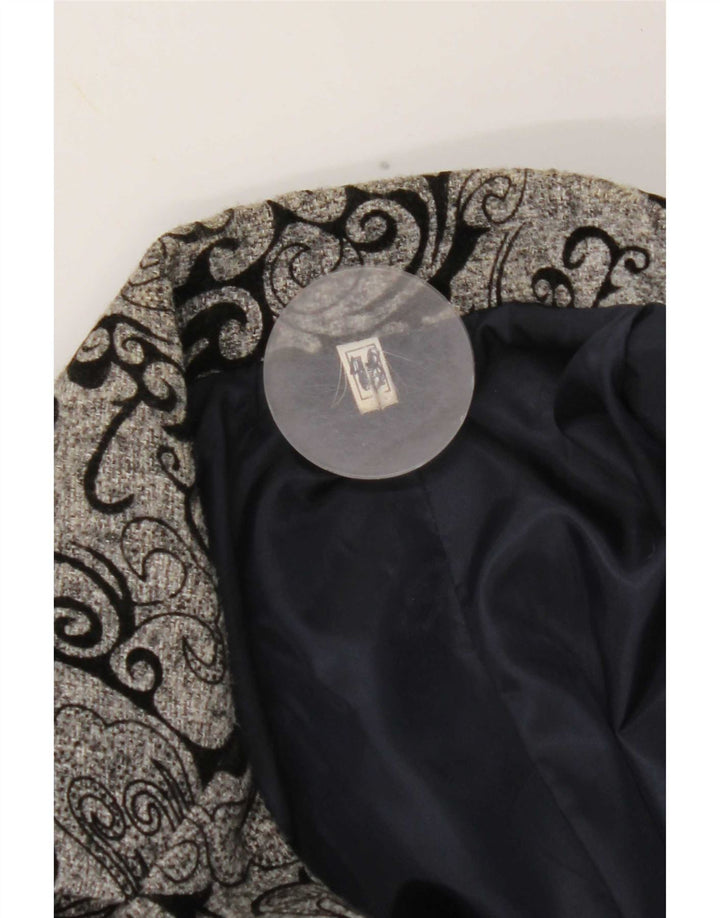 Vintage mujer 3 botones Blazer chaqueta IT 48 XL gris Paisley