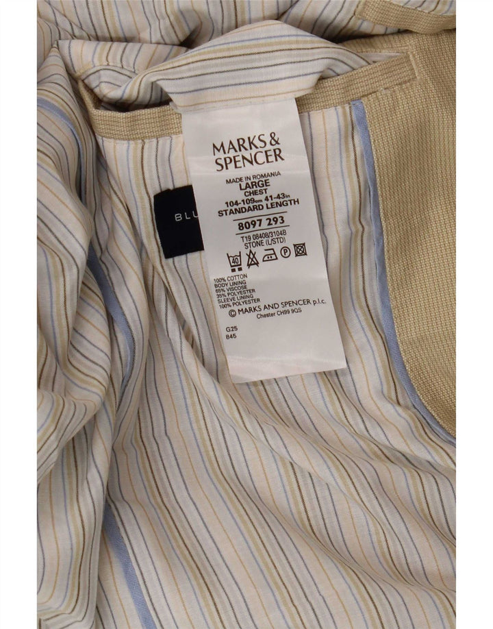 Marks & Spencer Chaqueta tipo blazer azul Harbour con 3 botones para hombre UK 40 Large Beige
