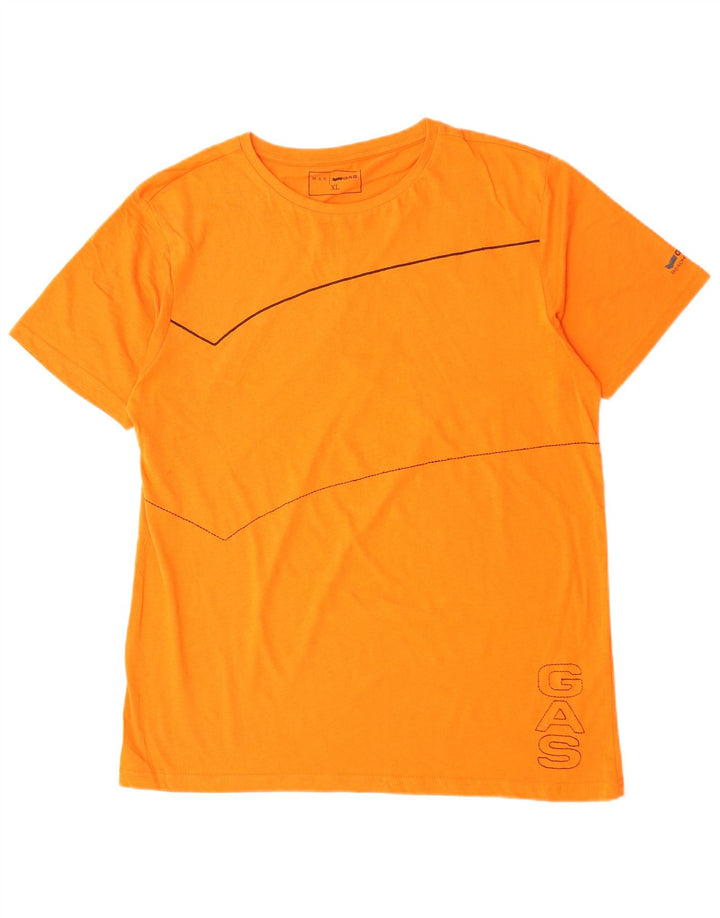 GAS Camiseta gráfica para hombre Top XL Naranja Algodón