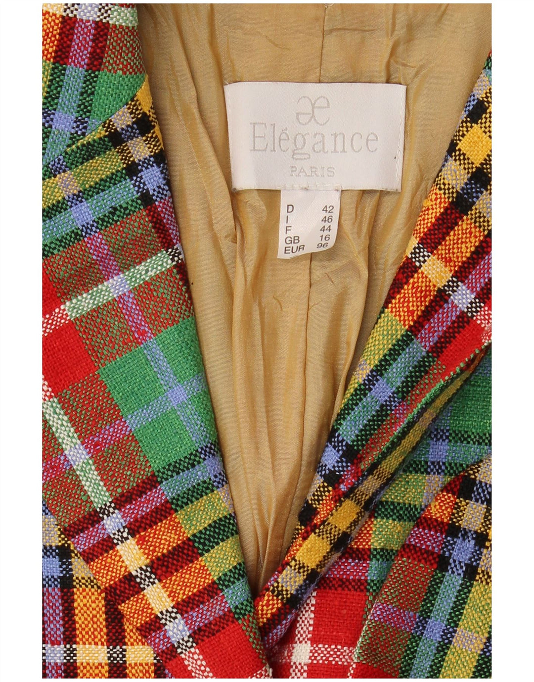 Elegance Paris Chaqueta Blazer para Mujer UK 46 Grande Cuadros Multicolores