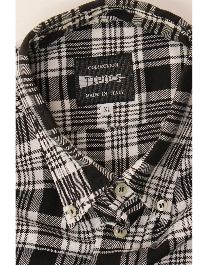 TIPO' S Camisa de franela para hombre XL Cuadros negros