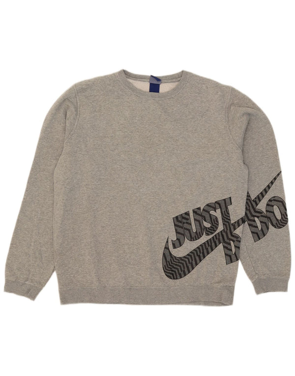 Nike - Sudadera con gráfico para hombre, jersey de algodón moteado gris grande