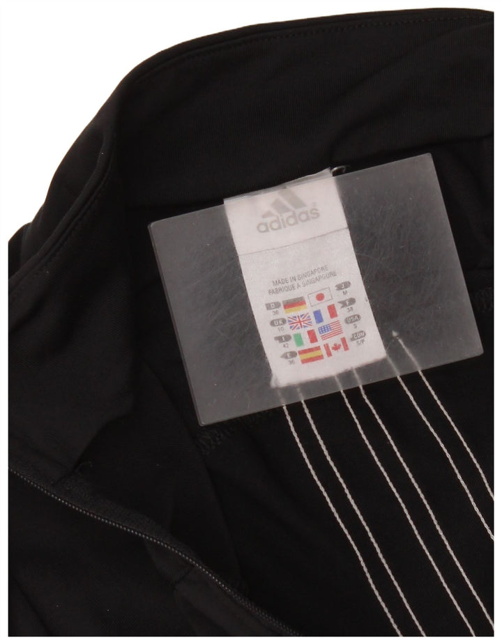 Adidas Mujer Crop Chándal Top Chaqueta Reino Unido 10 Pequeño Poliéster Negro